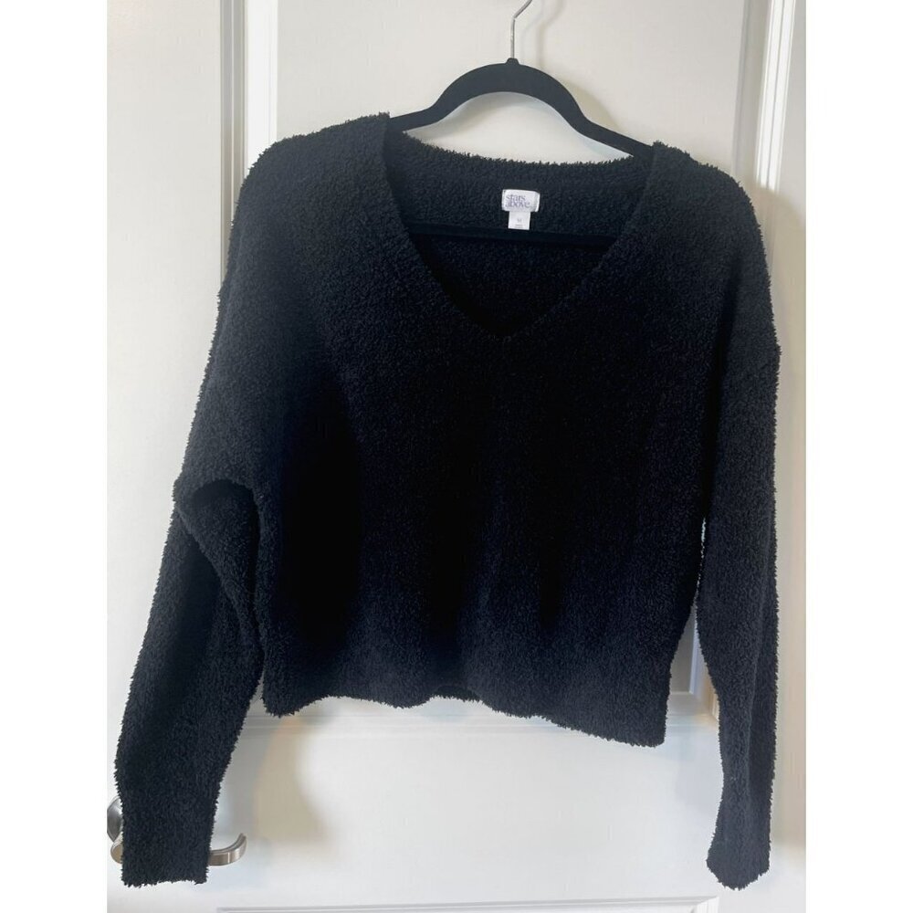 Stars Above Women's Size Medium Black Cozy Knit Long Sleeve Pullover Lounge Top